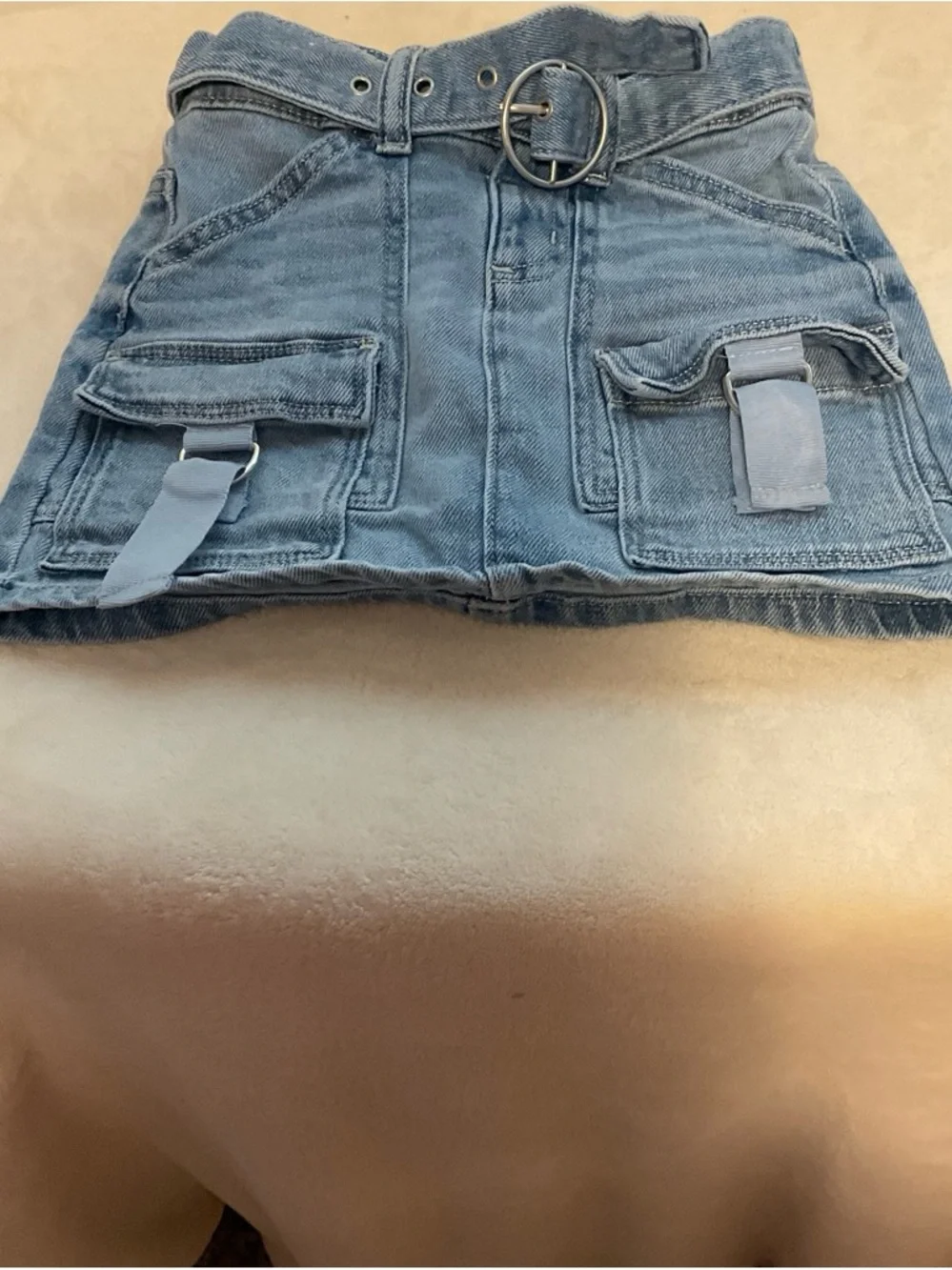 Justice Light Blue Denim Skirt with Elastic Waist